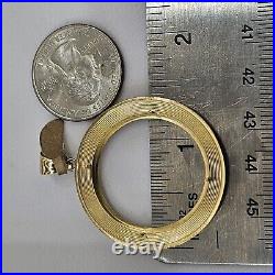 Solid 14k gold 20 pesos Coin Frame pendant Mexican bezel