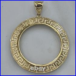 Solid 14k gold 50 pesos centenario Coin Frame pendant Mexican bezel