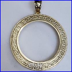 Solid 14k gold 50 pesos centenario Coin Frame pendant Mexican bezel