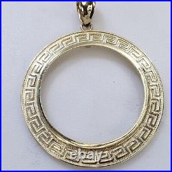 Solid 14k gold 50 pesos centenario Coin Frame pendant Mexican bezel