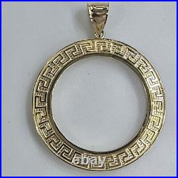 Solid 14k gold 50 pesos centenario Coin Frame pendant Mexican bezel