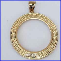 Solid 14k gold 50 pesos centenario Coin Frame pendant Mexican bezel