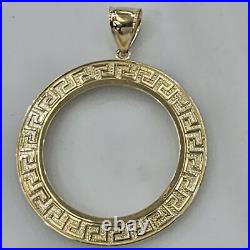Solid 14k gold 50 pesos centenario Coin Frame pendant Mexican bezel