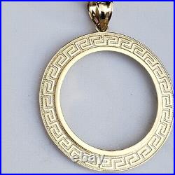 Solid 14k gold 50 pesos centenario Coin Frame pendant Mexican bezel