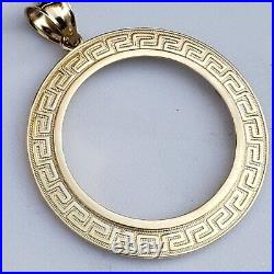 Solid 14k gold 50 pesos centenario Coin Frame pendant Mexican bezel