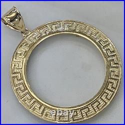 Solid 14k gold 50 pesos centenario Coin Frame pendant Mexican bezel