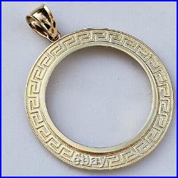 Solid 14k gold 50 pesos centenario Coin Frame pendant Mexican bezel