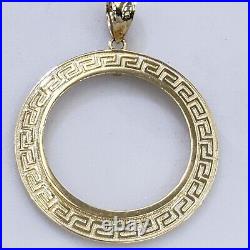 Solid 14k gold 50 pesos centenario Coin Frame pendant Mexican bezel