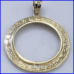 Solid 14k gold 50 pesos centenario Coin Frame pendant Mexican bezel