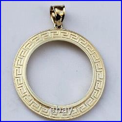 Solid 14k gold 50 pesos centenario Coin Frame pendant Mexican bezel