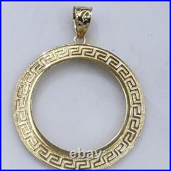 Solid 14k gold 50 pesos centenario Coin Frame pendant Mexican bezel