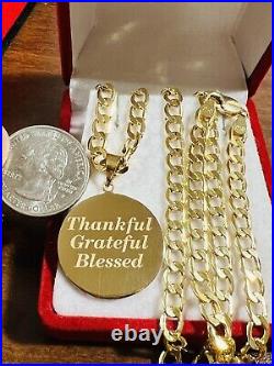 Solid 18K Fine 750 Saudi Real Gold Thankful Blessed Necklace 23 Long 5mm 15.8g