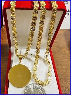 Solid 18K Fine 750 Saudi Real Gold Women's Coin Set Necklace 18 Long 5mm 16.3g