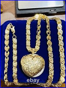 Solid 18K Fine 750 Saudi Real Gold Women's HeartLove Necklace 18 Long 5mm 14.7g