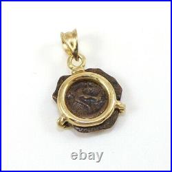 Solid 18K Yellow Gold Ancient Coin Pendant
