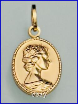 Solid 18k 750 Lady Mother Queen Elizabeth Pendant Not Plated Rare Gift Anniv