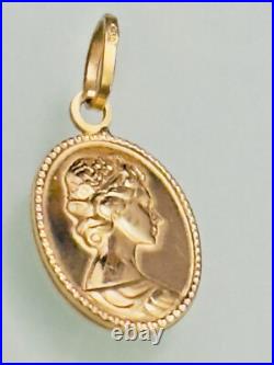 Solid 18k 750 Lady Mother Queen Elizabeth Pendant Not Plated Rare Gift Anniv