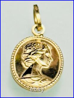 Solid 18k 750 Lady Mother Queen Elizabeth Pendant Not Plated Rare Gift Anniv