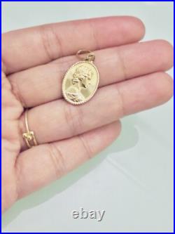 Solid 18k 750 Lady Mother Queen Elizabeth Pendant Not Plated Rare Gift Anniv