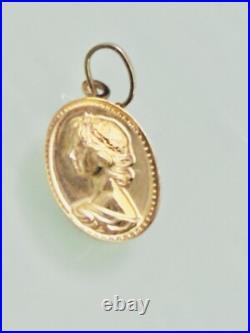 Solid 18k 750 Lady Mother Queen Elizabeth Pendant Not Plated Rare Gift Anniv