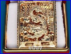 Solid 18k Gold 1.5 3D Square Dragon Pendant 15.9 Grams Custom Handmade