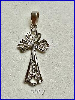 Solid 18k White Gold (. 750) Diamond Cut Cross Pendant, See Other Gold & Coins