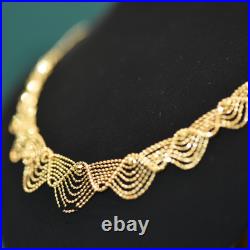 Solid 18k Yellow Gold Lace Filigree Necklace