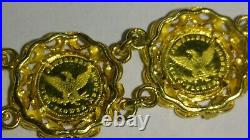 Solid 18k gold beautiful 13mm coin bracelet 16.58 grams 6.5 long