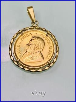Solid 1981 South Africa Solid 1/10 oz 22k gold Krugerrand Coin 18k Pendant Solid 1981 South Africa Solid 1/10 oz 22k gold Krugerrand Coin 18k Pendant