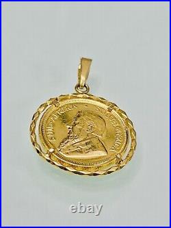 Solid 1981 South Africa Solid 1/10 oz 22k gold Krugerrand Coin 18k Pendant Solid 1981 South Africa Solid 1/10 oz 22k gold Krugerrand Coin 18k Pendant