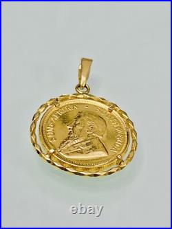 Solid 1981 South Africa Solid 1/10 oz 22k gold Krugerrand Coin 18k Pendant Solid 1981 South Africa Solid 1/10 oz 22k gold Krugerrand Coin 18k Pendant