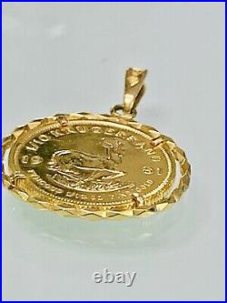 Solid 1981 South Africa Solid 1/10 oz 22k gold Krugerrand Coin 18k Pendant Solid 1981 South Africa Solid 1/10 oz 22k gold Krugerrand Coin 18k Pendant
