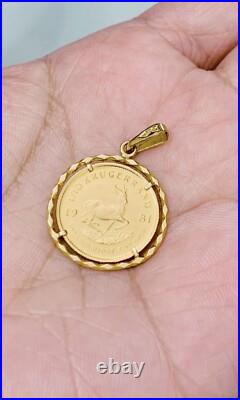 Solid 1981 South Africa Solid 1/10 oz 22k gold Krugerrand Coin 18k Pendant Solid 1981 South Africa Solid 1/10 oz 22k gold Krugerrand Coin 18k Pendant