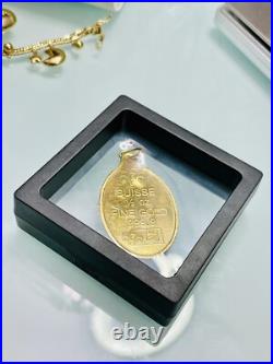 Solid 1/2 oz LEEN Suisse Rose 999.9 Fine Gold Oval Pendant Only 15.89g Bullion
