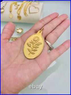 Solid 1/2 oz LEEN Suisse Rose 999.9 Fine Gold Oval Pendant Only 15.89g Bullion