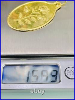 Solid 1/2 oz LEEN Suisse Rose 999.9 Fine Gold Oval Pendant Only 15.89g Bullion