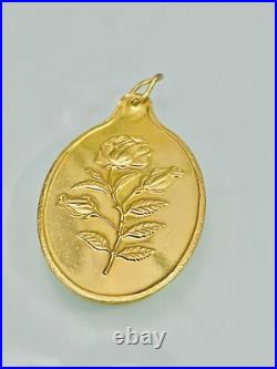 Solid 1/2 oz LEEN Suisse Rose 999.9 Fine Gold Oval Pendant Only 15.89g Bullion