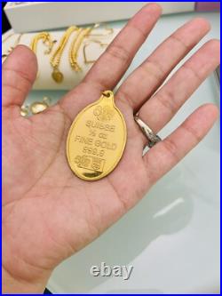 Solid 1/2 oz LEEN Suisse Rose 999.9 Fine Gold Oval Pendant Only 15.89g Bullion