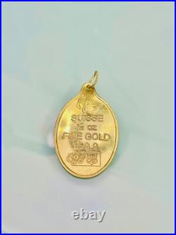 Solid 1/2 oz LEEN Suisse Rose 999.9 Fine Gold Oval Pendant Only 15.89g Bullion