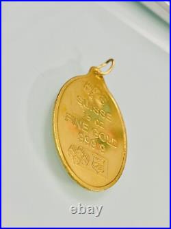Solid 1/2 oz LEEN Suisse Rose 999.9 Fine Gold Oval Pendant Only 15.89g Bullion