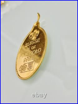 Solid 1/2 oz LEEN Suisse Rose 999.9 Fine Gold Oval Pendant Only 15.89g Bullion