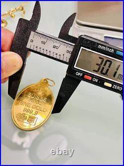 Solid 1/2 oz LEEN Suisse Rose 999.9 Fine Gold Oval Pendant Only 15.89g Bullion