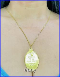 Solid 1/2 oz LEEN Suisse Rose 999.9 Fine Gold Oval Pendant Only 15.89g Bullion