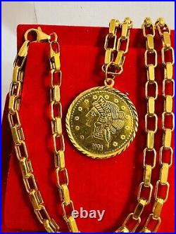 Solid 22K 22Carat 916 Fine Real Gold 20 Long Coins Set Necklace 19.8g 4mm