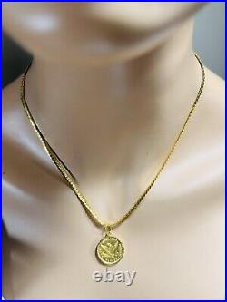 Solid 22K 916 Fine Real Gold 18 long Gold Coin Necklace 13g 3.8mm