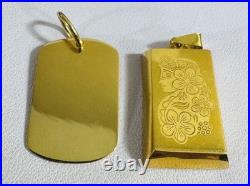Solid 22K 916 Fine Real Gold Two (2) Set of Pendant Rectangle Bar 9.1g