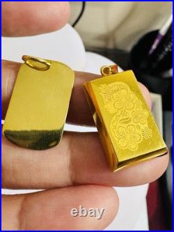 Solid 22K 916 Fine Real Gold Two (2) Set of Pendant Rectangle Bar 9.1g