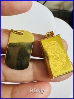 Solid 22K 916 Fine Real Gold Two (2) Set of Pendant Rectangle Bar 9.1g