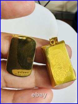 Solid 22K 916 Fine Real Gold Two (2) Set of Pendant Rectangle Bar 9.1g