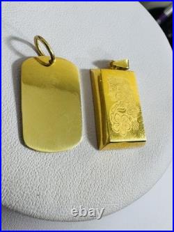 Solid 22K 916 Fine Real Gold Two (2) Set of Pendant Rectangle Bar 9.1g